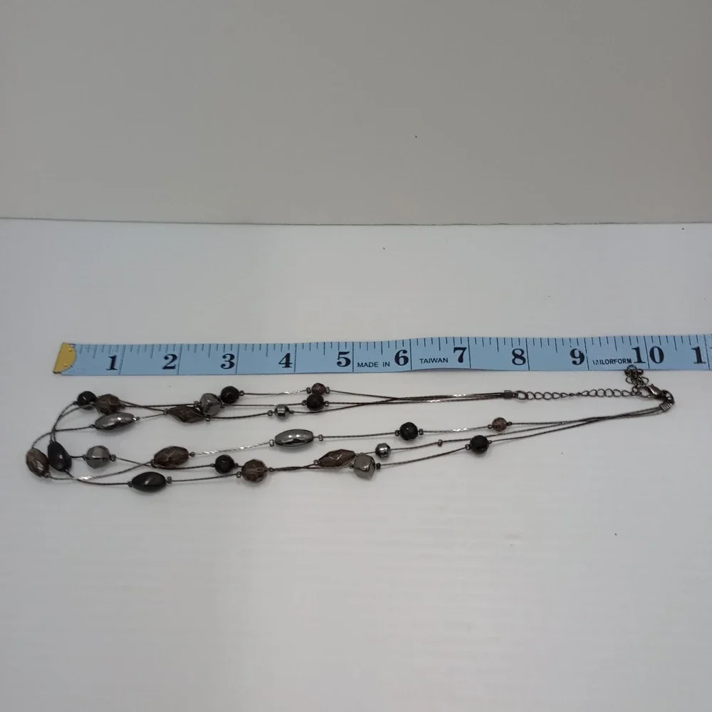 Premier Designs Multi Strand Beaded Necklace Gunmetal Brown‎ Black 20
